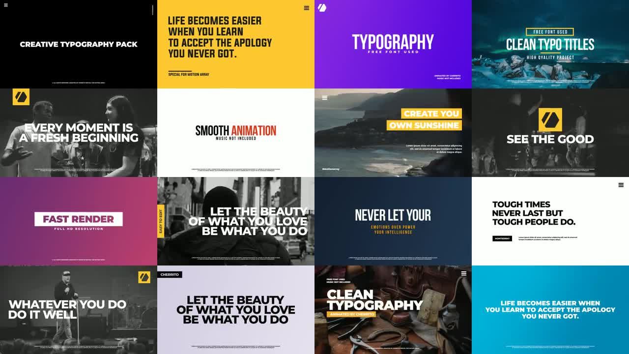 16个独特现代创意的全屏标题动画素材库精选AE模板