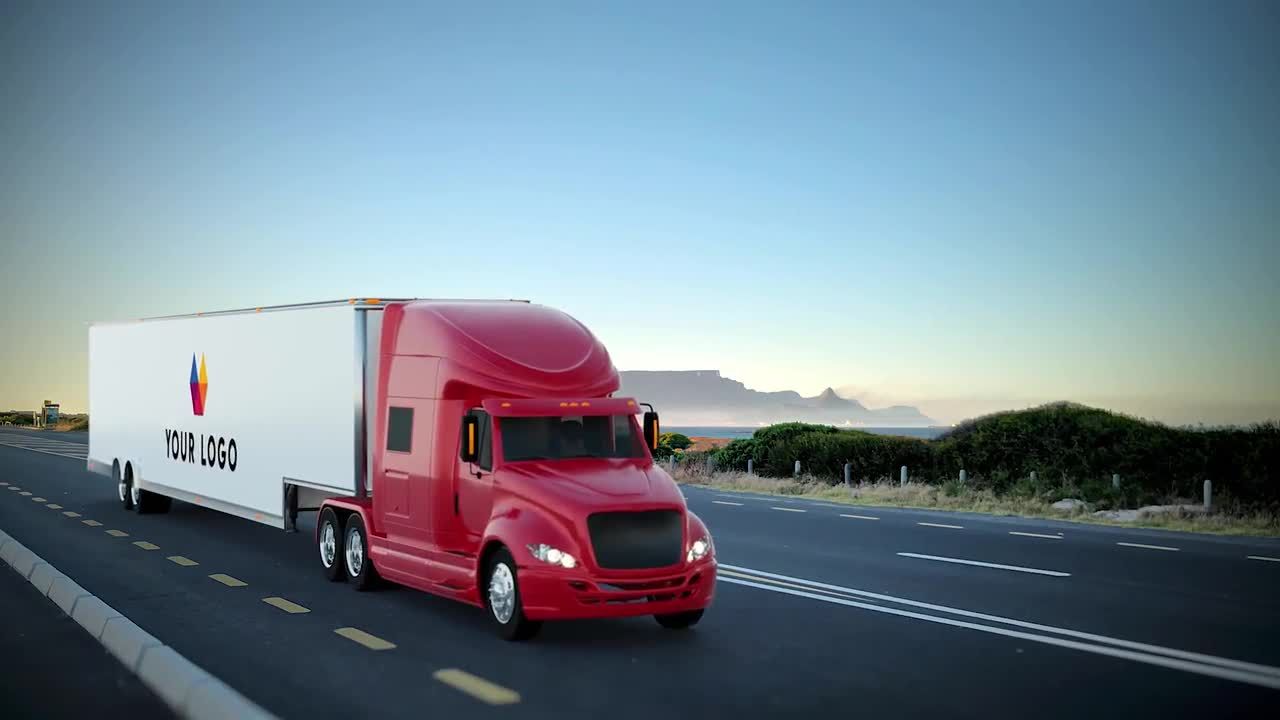 卡车徽标显示素材库精选AE模板