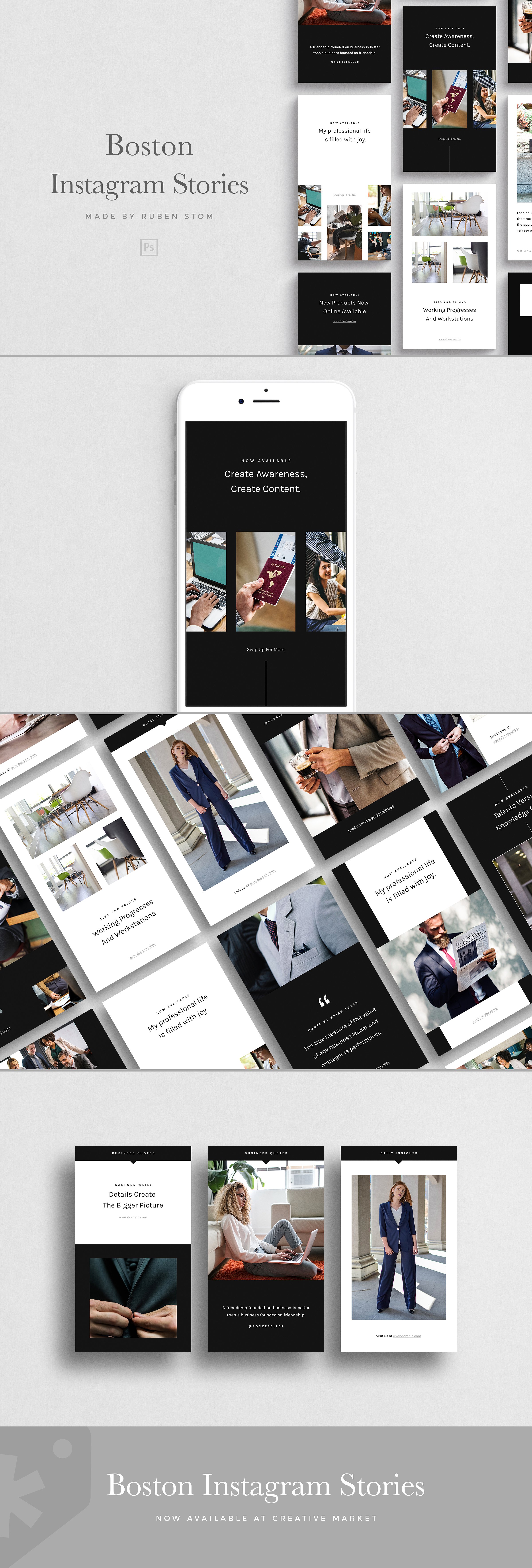 社交媒体适用文章插图模板素材库精选 Boston Instagram Stories插图