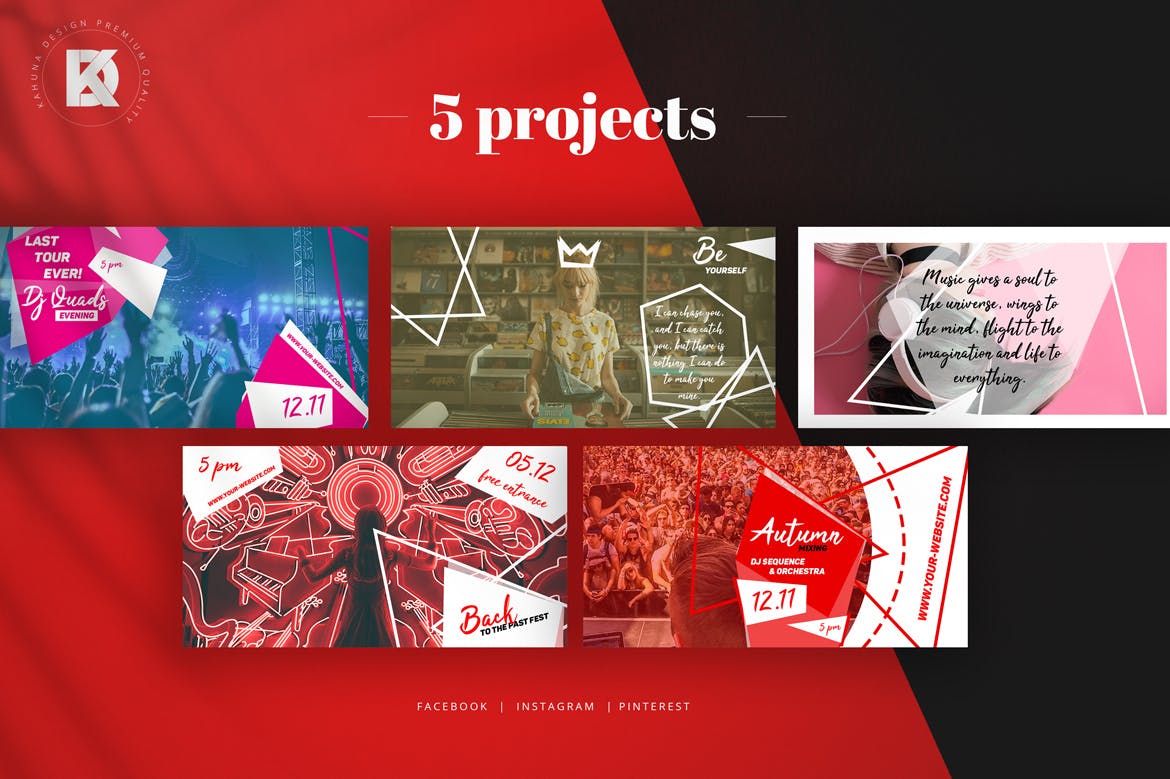 音乐活动/音乐节主题社交媒体新媒体设计素材 Music Social Media Pack插图(5)