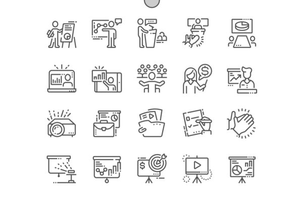 企业商业幻灯片演示文稿专用图标集 Business Presentation Line Icons