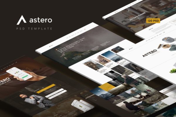 多用途创意产品展示/博客/在线商店网站模板素材库精选 Astero — Multipurpose Portfolio | Blog | Store PSD