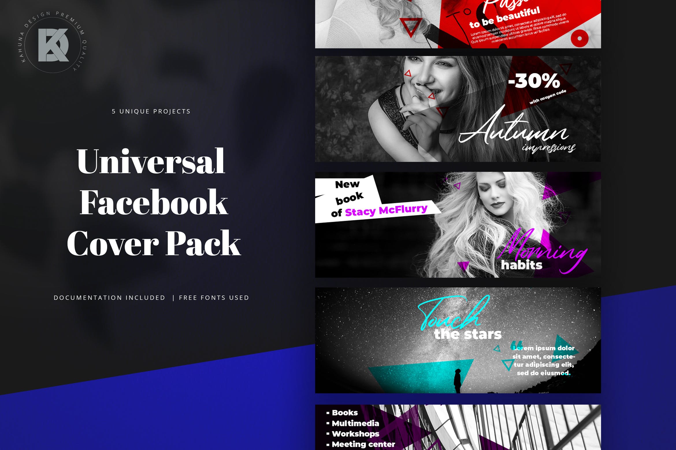 行业通用Facebook主页Banner设计模板素材库精选 Facebook Cover Banners Pack插图