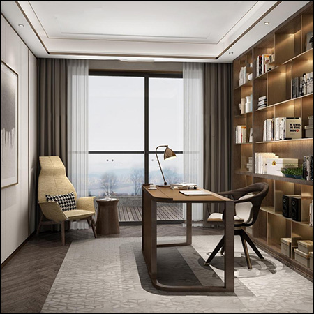 新中式书房场景素材之家精选3D模型