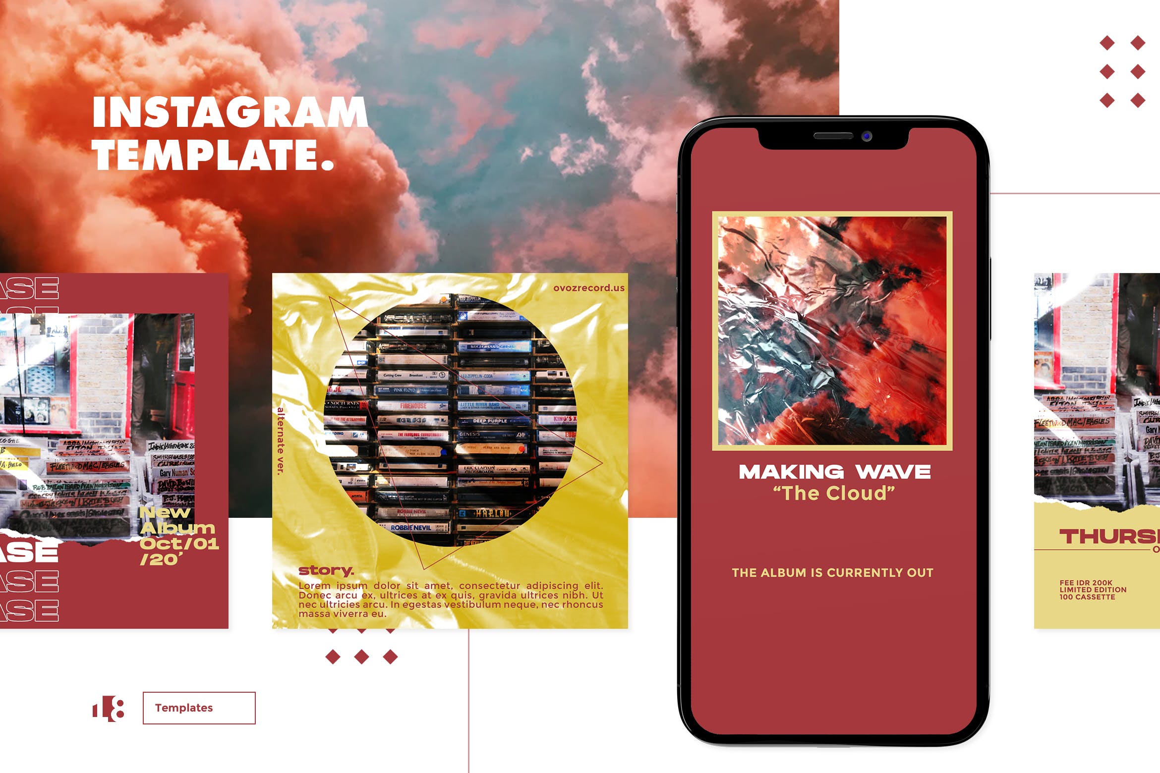 Instagram社交平台塑料纹理背景贴图设计模板素材库精选v1 Instagram Template Vol.1插图