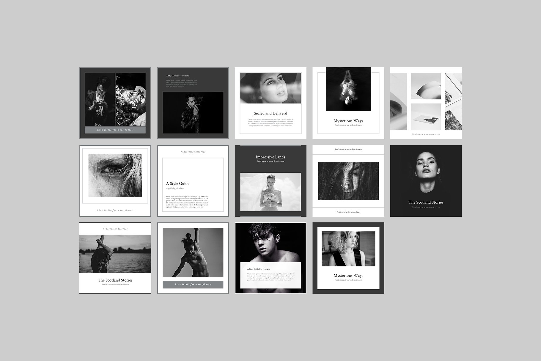 黑白风社交媒体设计素材合集 Scotland Social Media Pack插图(6)