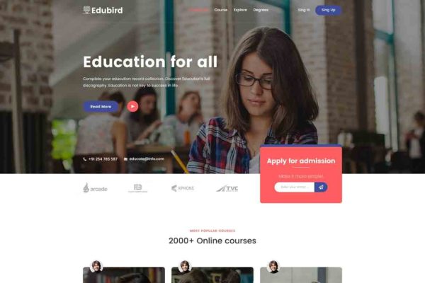 在线教育/培训行业适用的HTML网站模板素材库精选 Edukin – Education HTML Template