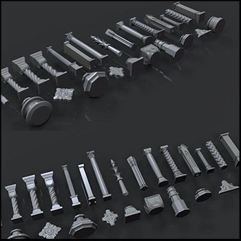 14个低多边形罗马柱柱子素材之家精选3D模型