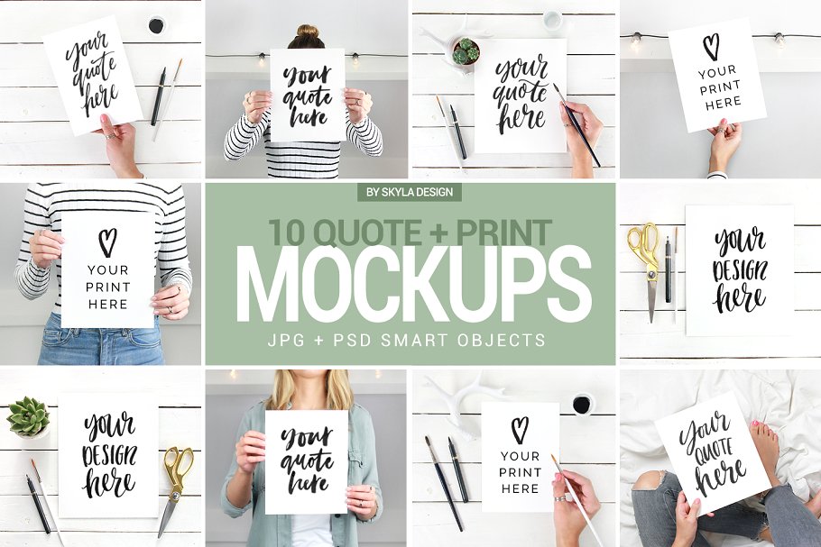 Ins专用手持引语纸张样机模板素材库精选 Quote mockups social media Instagram插图