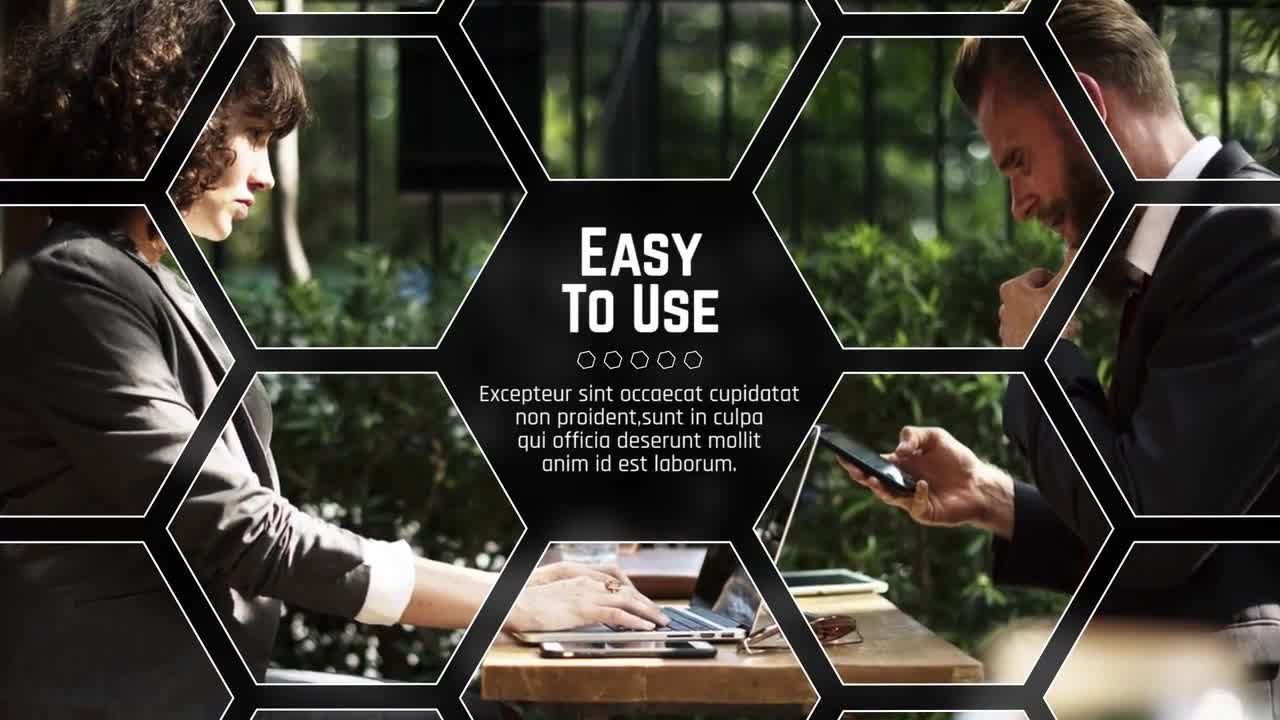 超现代六角动画企业演示素材库精选PR模板