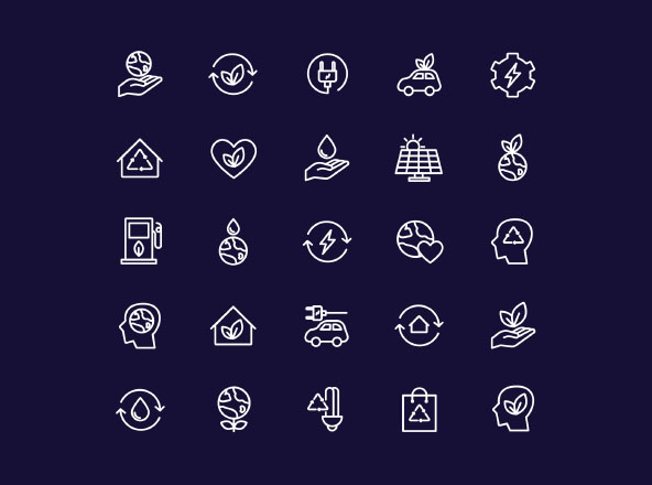 能源&amp;生态主题矢量线性素材库精选图标 Energy Source &amp; Ecology Icons