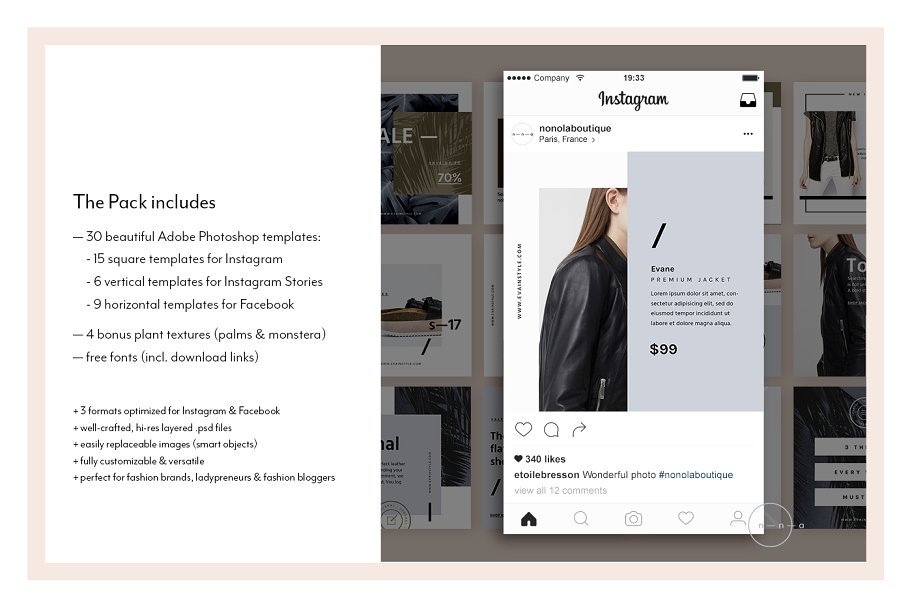 时尚主题社交媒体贴图模板素材库精选 Fashion Social Media Pack • Éva插图(1)