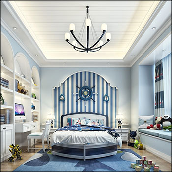 地中海风格儿童房卧室场景素材之家精选3D模型