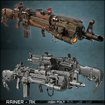 赛博朋克风格ainer AK步枪素材之家精选3D模型