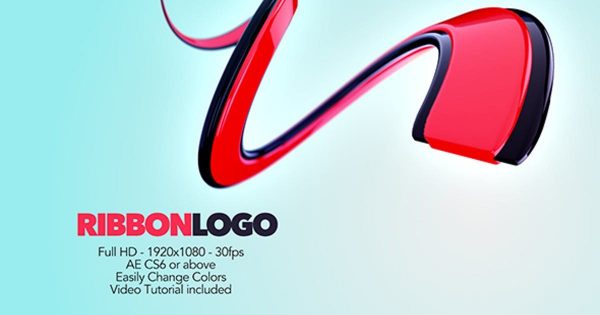 透明质感丝带动画Logo标志演示素材库精选AE模板 Ribbon Logo