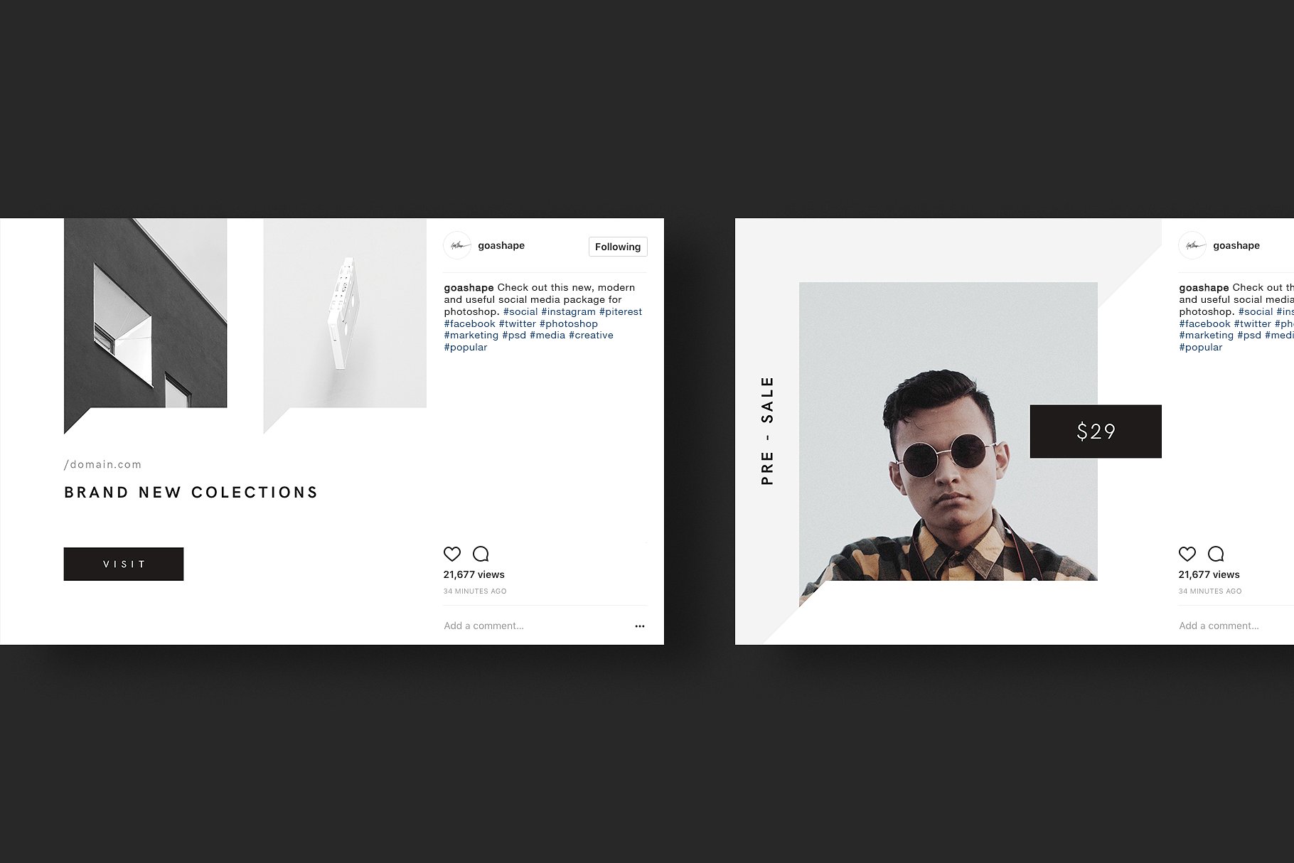 极简主义社交媒体文章贴图PSD模板素材库精选 Minimal PSD Social Media Pack插图(7)