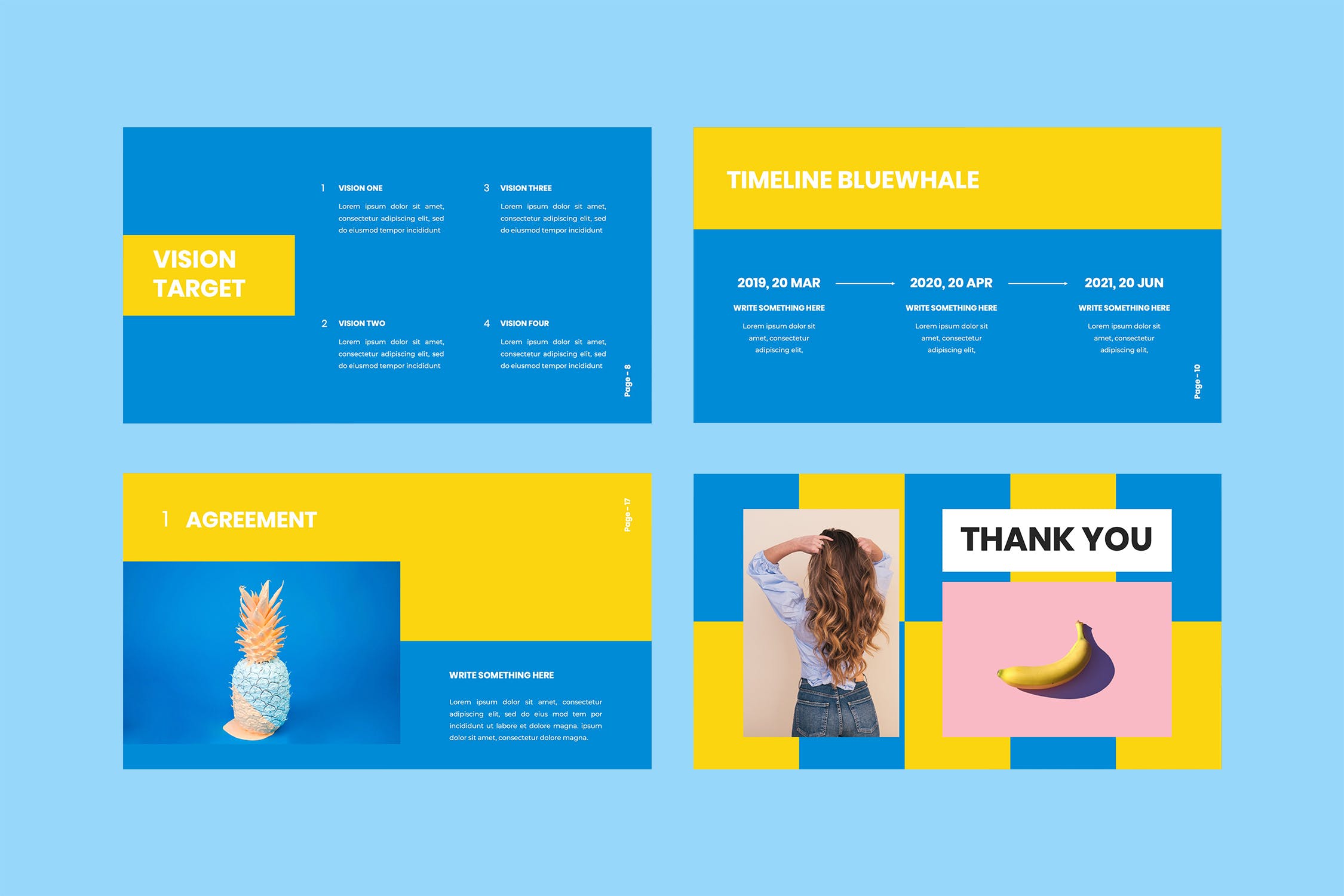 黄蓝配色简约风格素材库精选PPT模板 Bluewhale – Powerpoint Presentation插图(5)