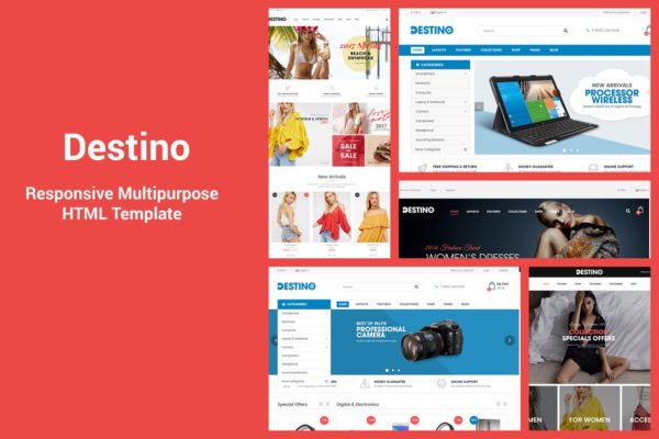 响应式设计多用途网上商城HTML模板素材库精选 Destino – Responsive &amp; MultiPurpose HTML5 Template