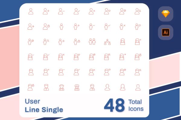 Line Senja图标系列：用户角色矢量线性图标 Line Senja – User