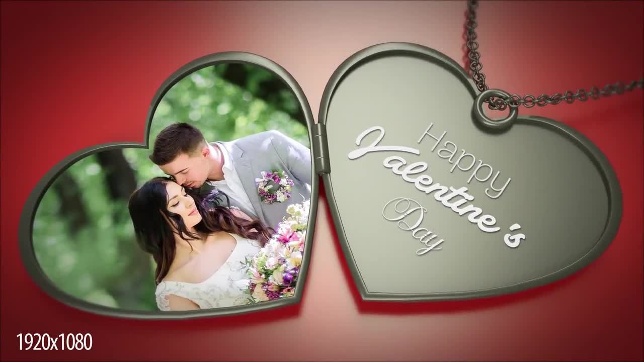 3D心形项链照片展示素材库精选AE模板