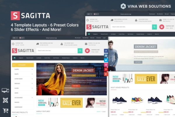 响应式电商购物网站Joomla主题模板素材库精选 Sagitta – Responsive Joomla eCommerce Template