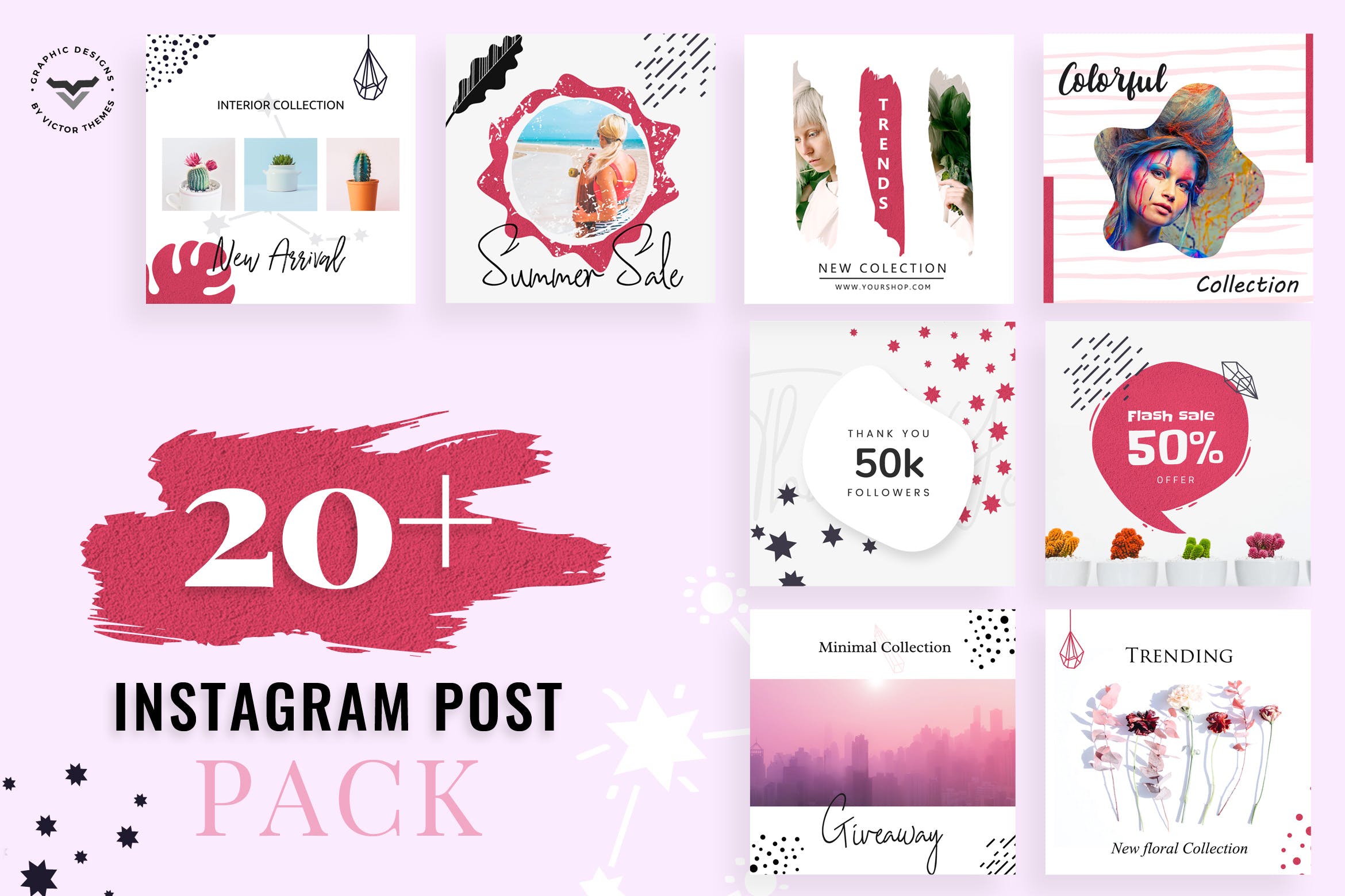 20+Instagram社交网站品牌推广文章贴图设计模板素材库精选 Creative Instagram Post Template插图