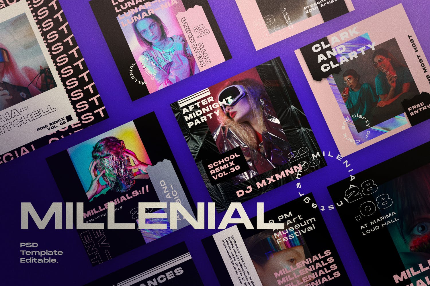 极简主义设计风格社交平台设计素材 MILLENIAL Social Media Template + Instastory插图(1)