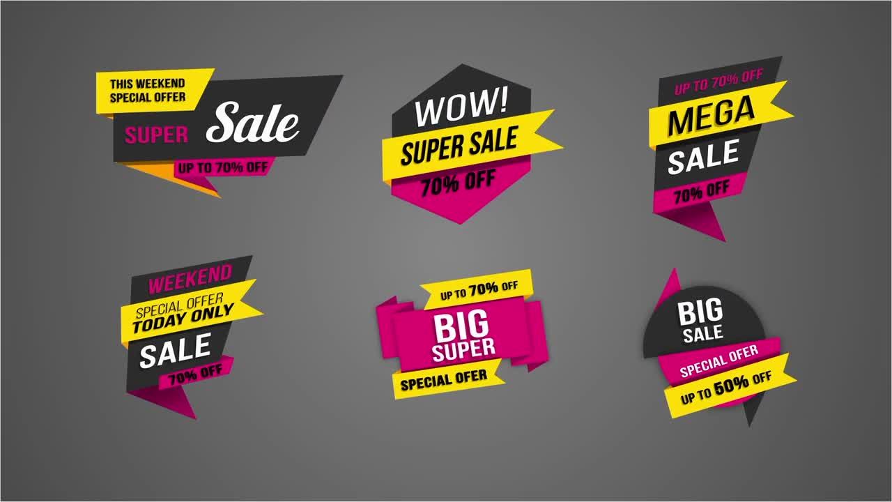 11个平板横幅V3标签销售素材库精选AE模板