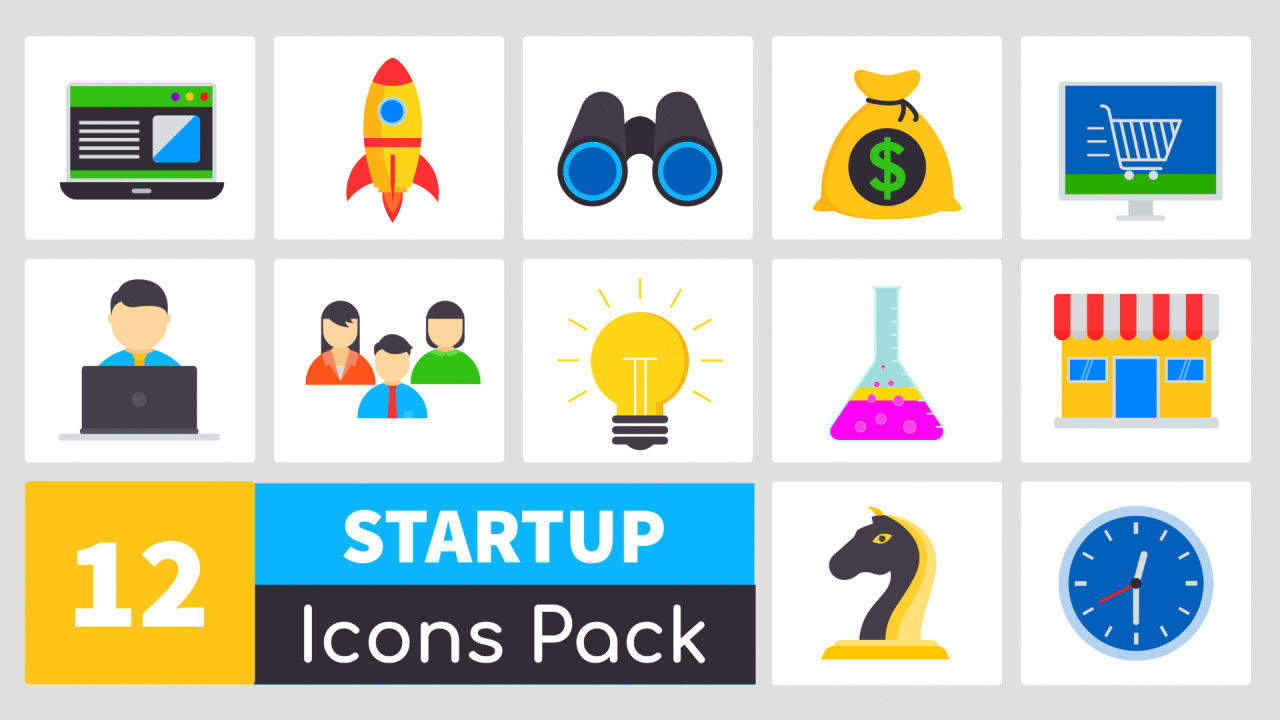 动画启动图标包素材库精选AE模板