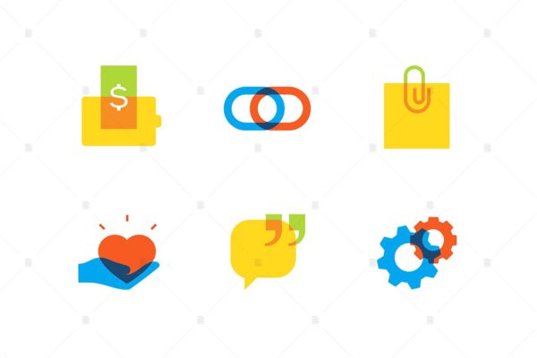 技术和社交媒体主题扁平设计风格矢量素材库精选图标集 Technology and social media – flat design icons