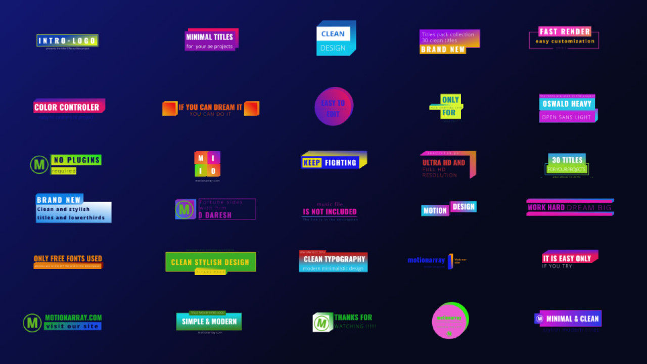 简约渐变标题素材库精选AE模板