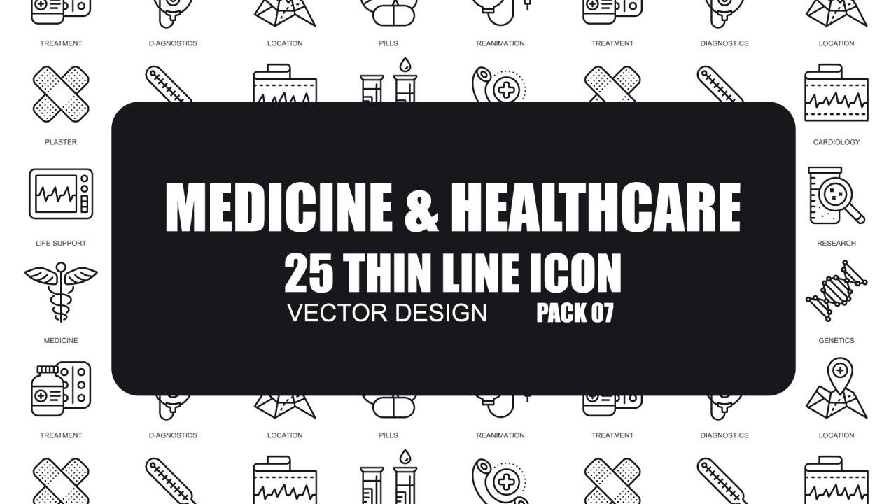 25个医药保健细线图标素材库精选AE模板