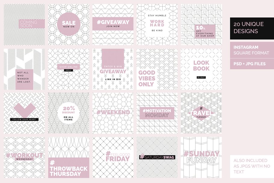 极简主义Instagram几何线条故事贴图模板素材库精选 Minimal Instagram Pack插图(8)