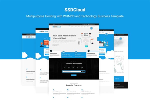 网站云服务器/VPS分销系统WHMCS网站模板素材库精选 SSDCloud | Hosting with WHMCS &amp; Business Template