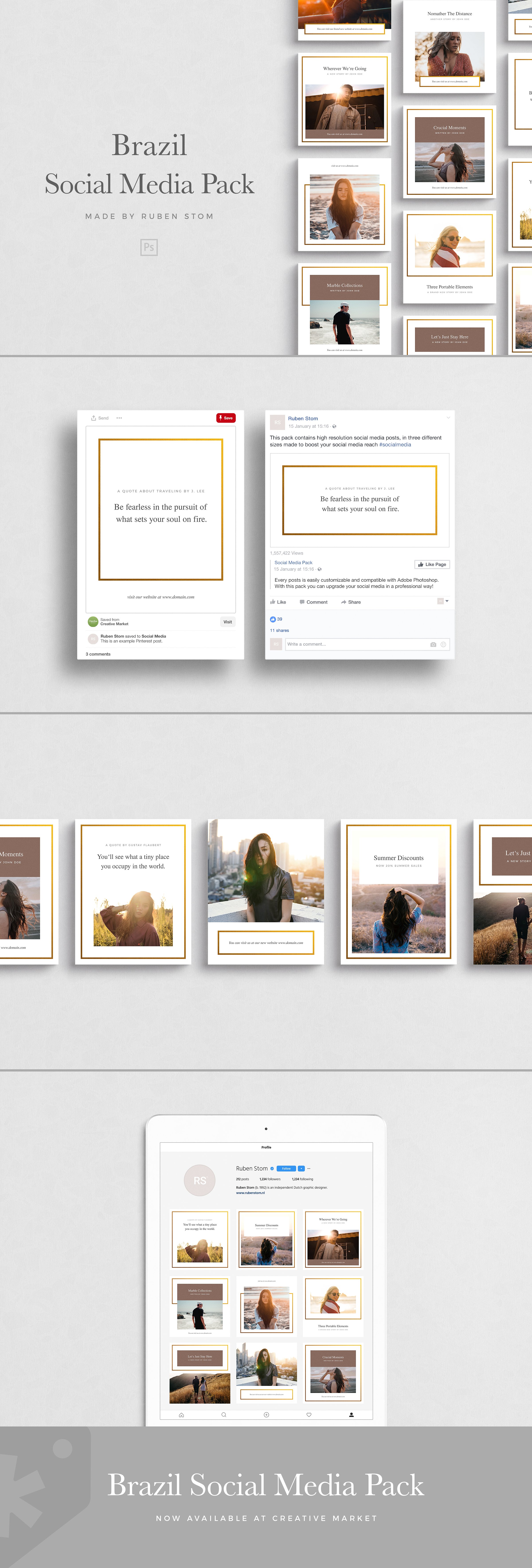 旅行主题社交媒体贴图模板素材库精选 Brazil Social Media Pack插图