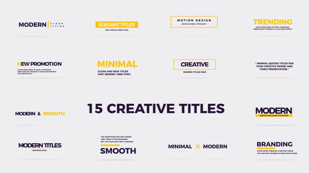 15个下三分之一现代广告标题素材库推荐Pr模板