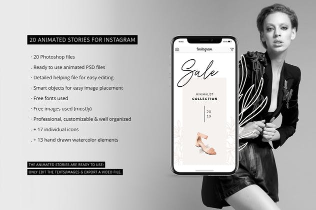 社交新媒体时尚潮流主题广告PSD动画模板v2 ANIMATED Instagram Stories – Pure插图(1)