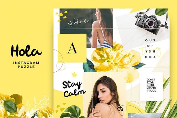 时尚极简的Instagram社交媒体模板素材库精选 Instagram Puzzle – Hola [psd]