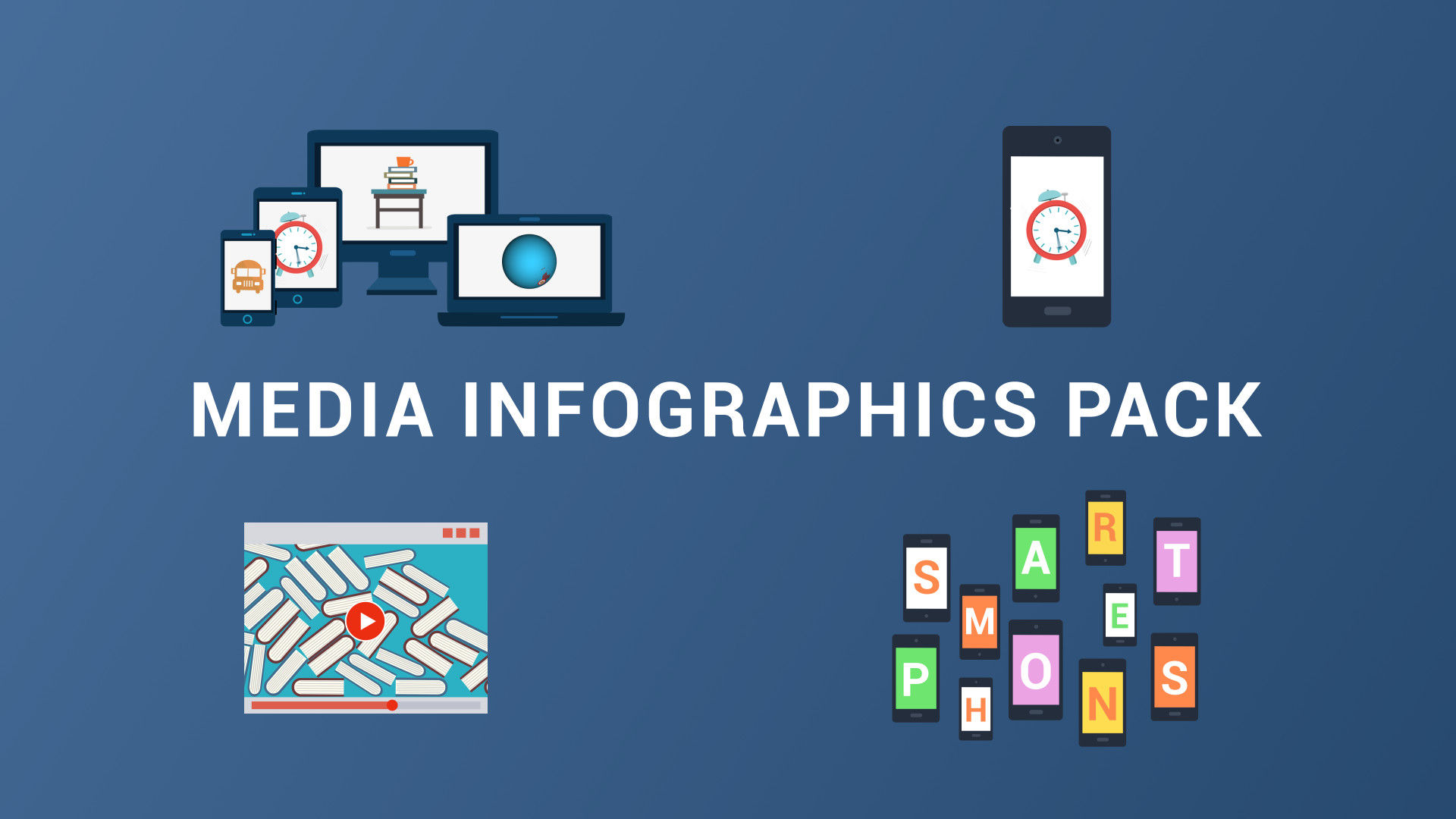 10个独特的动画媒体元素促销活动素材库精选AE模板Media Infographics Pack