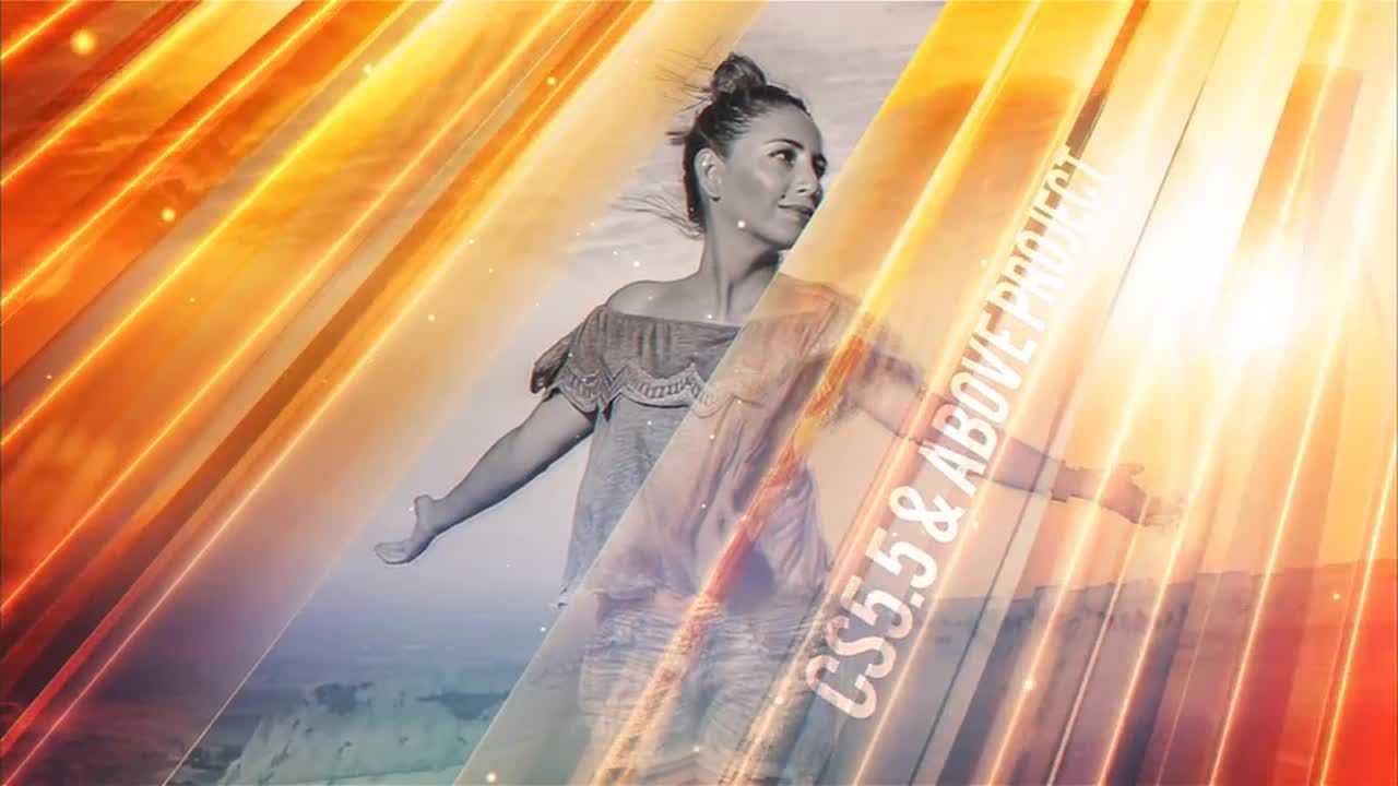 金色反射图片转场动画AE模版