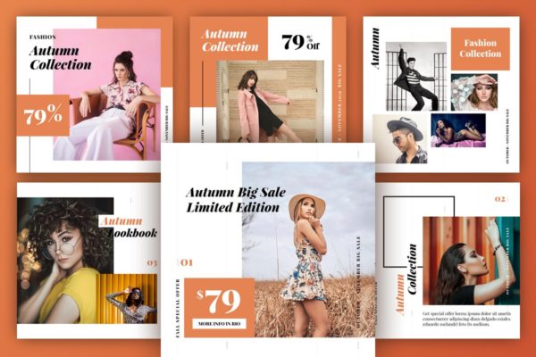 时装促销社交媒体广告设计模板素材库精选 Fashion Social Media Post Template