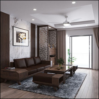 客厅和室内开放式厨房素材之家精选3D模型By DaoHoang