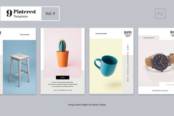 极简主义Pinterest社交网站Banner模板素材库精选Vol.9 Pinterest Templates Vol. 9