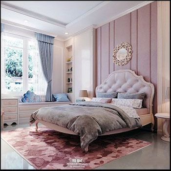 粉色室内场景卧室场景素材之家精选3D模型