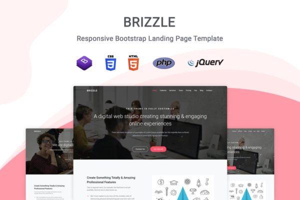 多用途企业官网着陆页HTML模板素材库精选 Brizzle – Landing Page Template