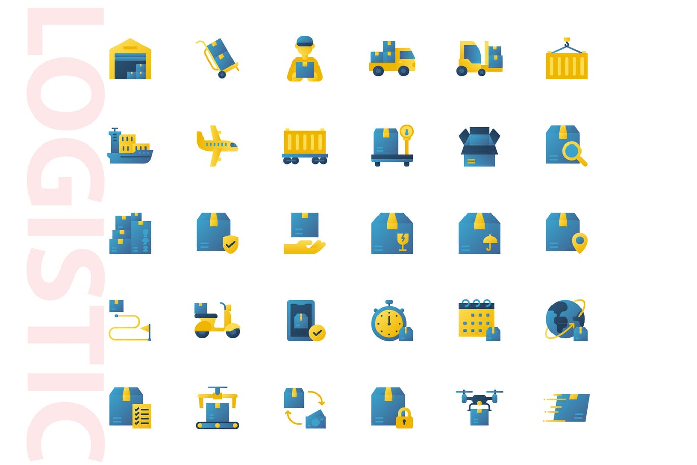 30枚扁平设计风格物流运输矢量素材库精选图标 Logistic Flat插图(3)