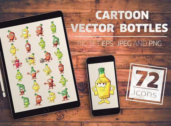 一套可爱的酒瓶卡通表情包下载[eps,png]