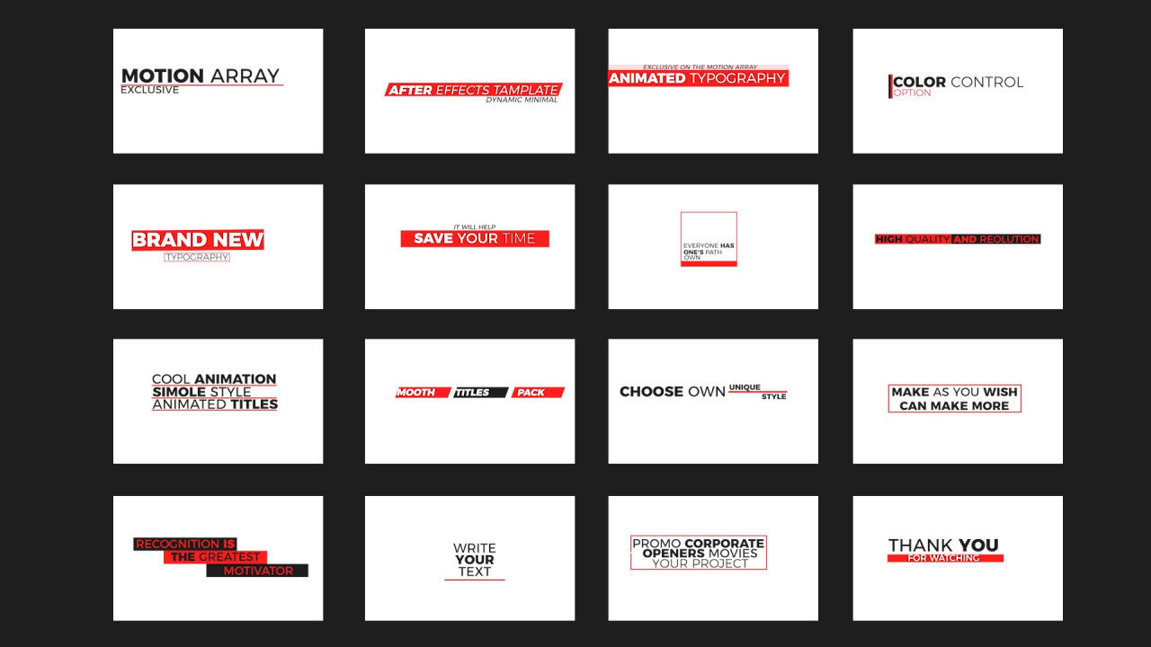 12个动态现代标题动画素材库推荐PR模板