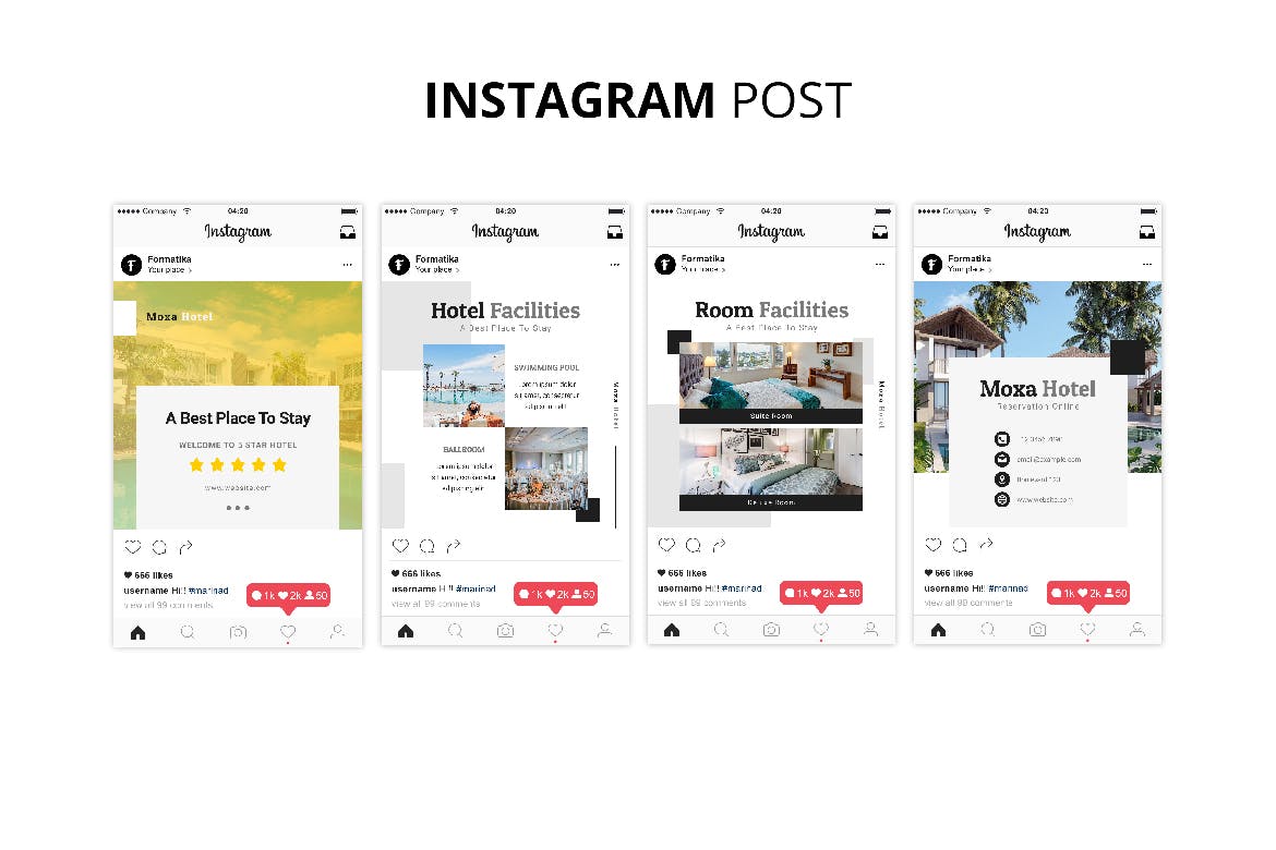 酒店品牌社交媒体平台推广设计素材包 Moxa Hotel Social Media Kit插图(4)