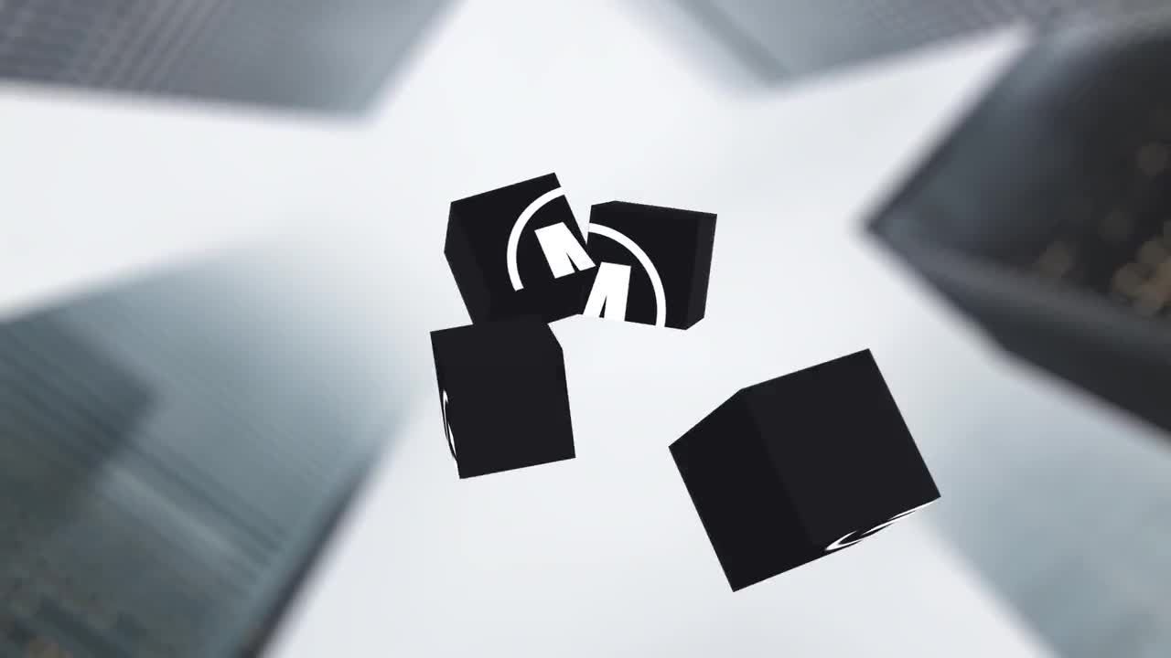 玻璃质感的透明立方体logo动画素材库精选AE模板